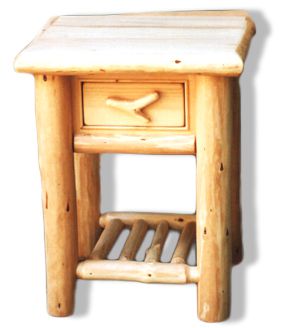 log night stand, rustic bedside table